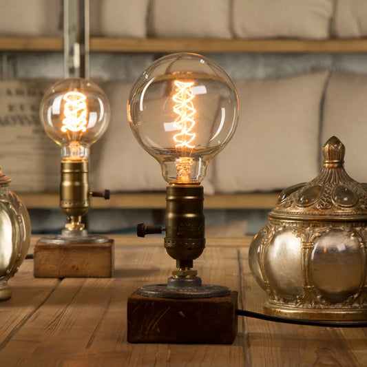 Vintage Industrial LED Table Lamp with Dimmer Switch