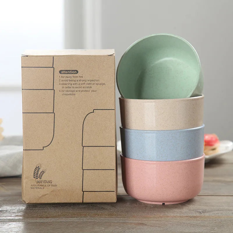 4PCS Wheat Straw Bowls Eco-Friendly Tableware