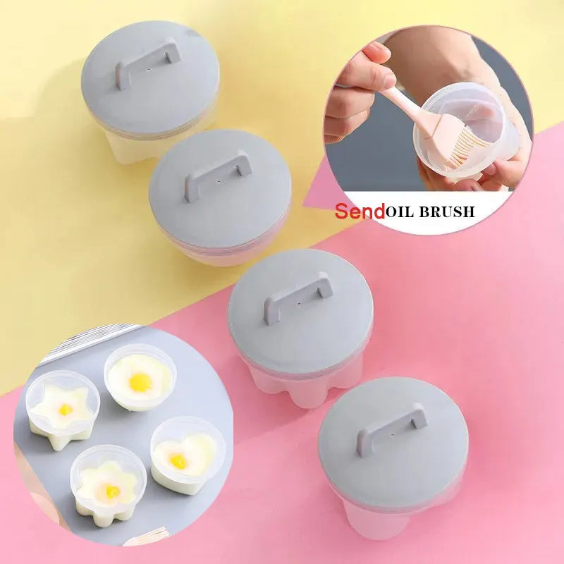 4PCS Egg Mold Set with Lid for Steaming and Frying