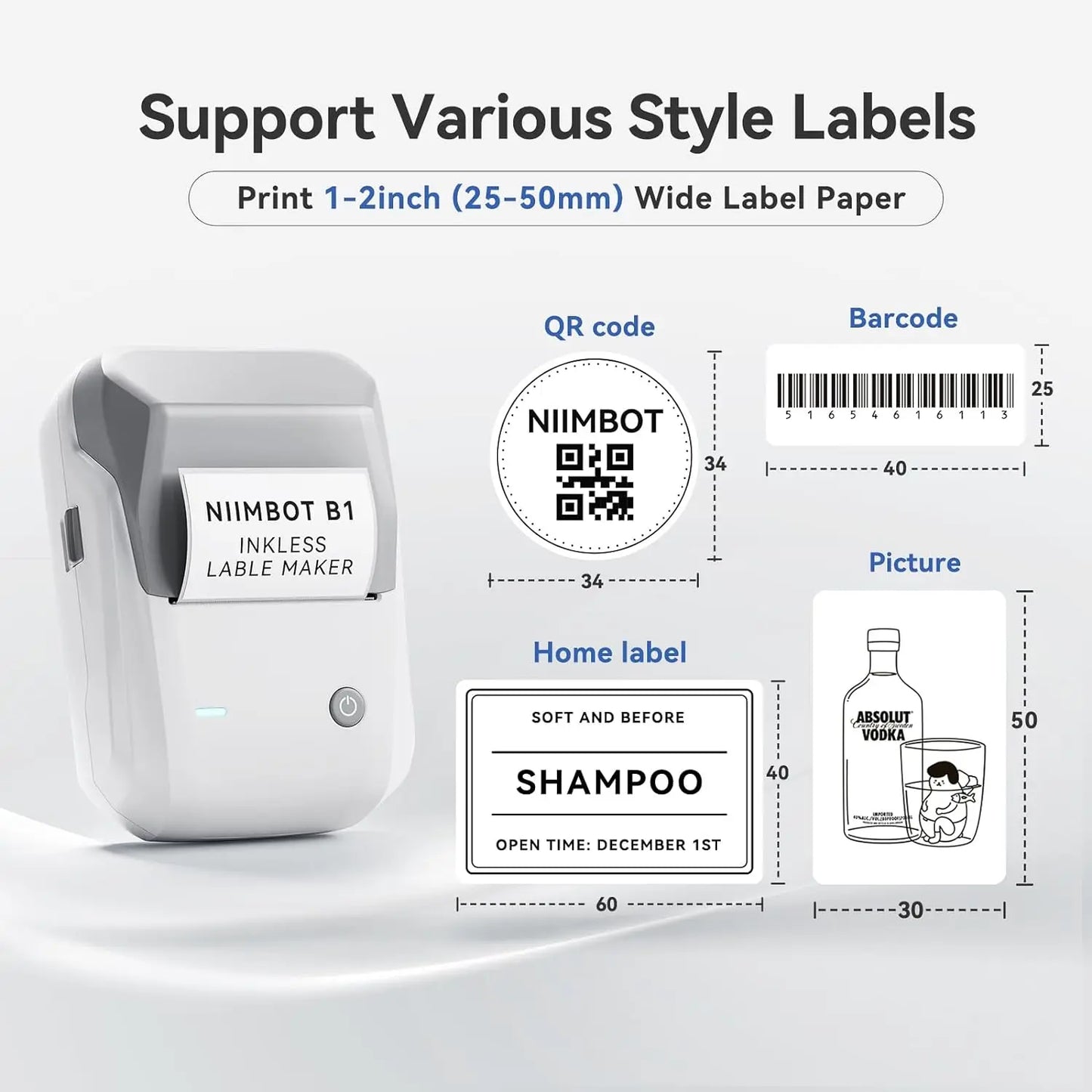 NIIMBOT B1 Portable Thermal Label Printer Bluetooth
