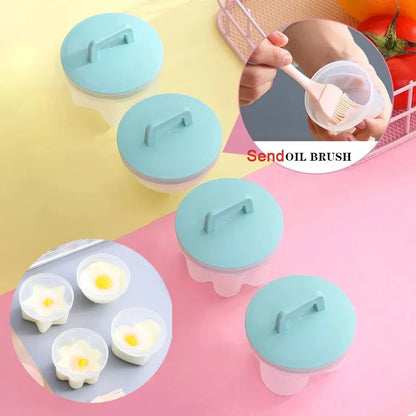4PCS Egg Mold Set with Lid for Steaming and Frying