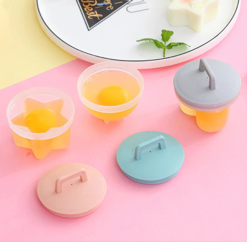 4PCS Egg Mold Set with Lid for Steaming and Frying