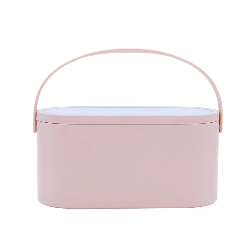 Makeup Organizer Box with LED Mirror Portable Case