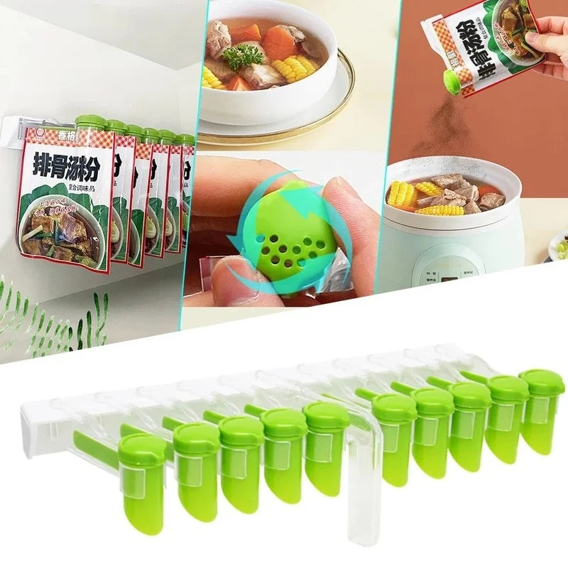 Wall Mounted Spice Bag Organizer with 6/10 Grids