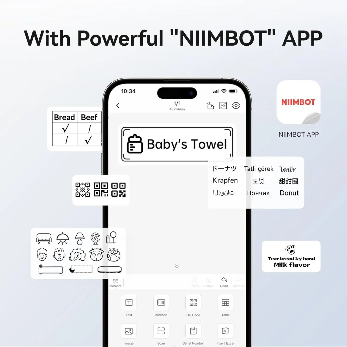 NIIMBOT B1 Portable Thermal Label Printer Bluetooth