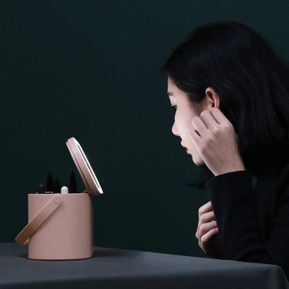 Makeup Organizer Box with LED Mirror Portable Case