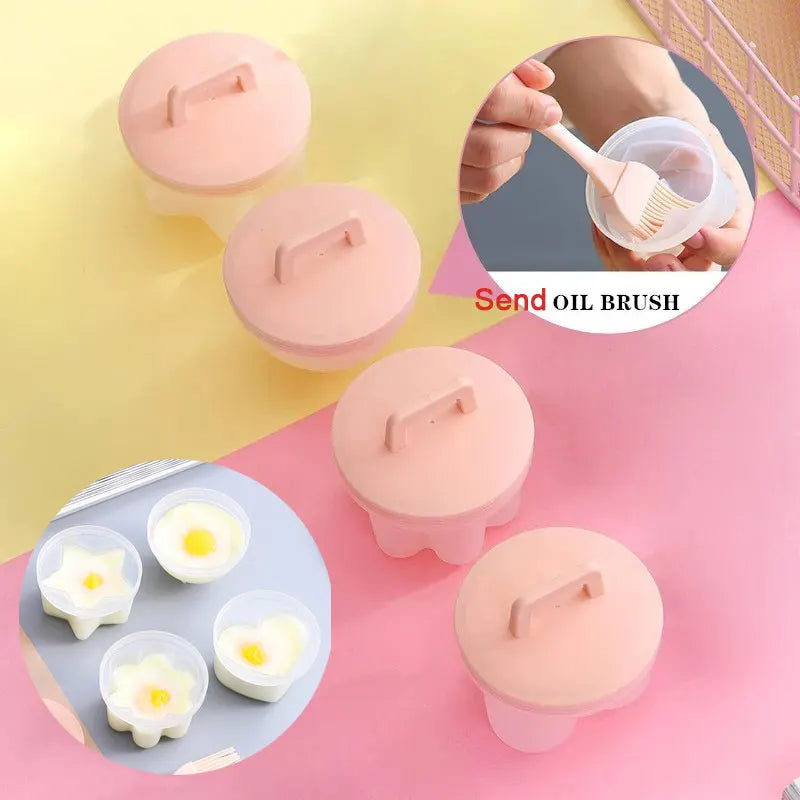 4PCS Egg Mold Set with Lid for Steaming and Frying
